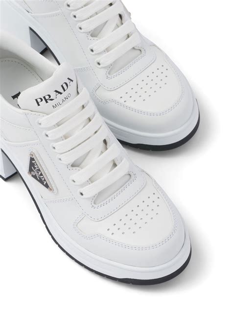 prada downtown high-heeled leather sneakers